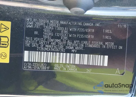 2017 Lexus Rx 350 z USA, uszkodzony, nr VIN 2T2BZMCA1HC067262